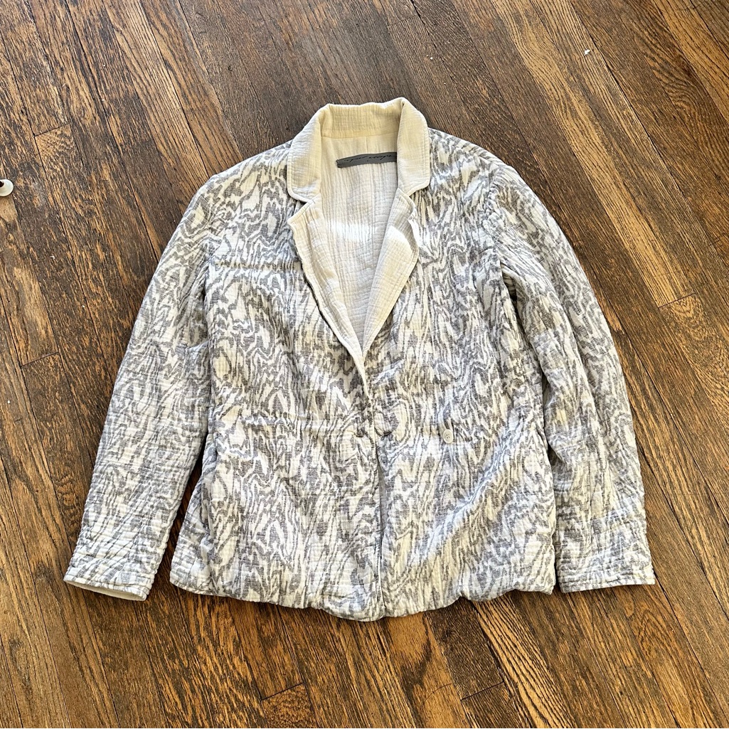 Raquel Allegra Moire Reversible Blazer Dirty White Print - Sz 0